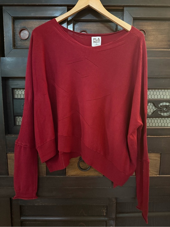 Planet Sweaters - Planet Women’s Red Asymmetric Knit Sweater